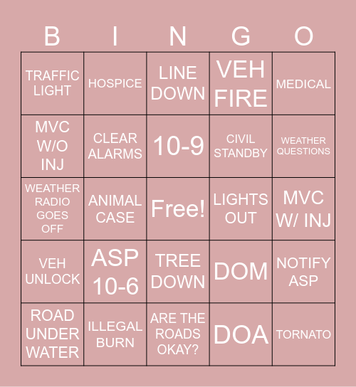 SHIFT SHOW Bingo Card