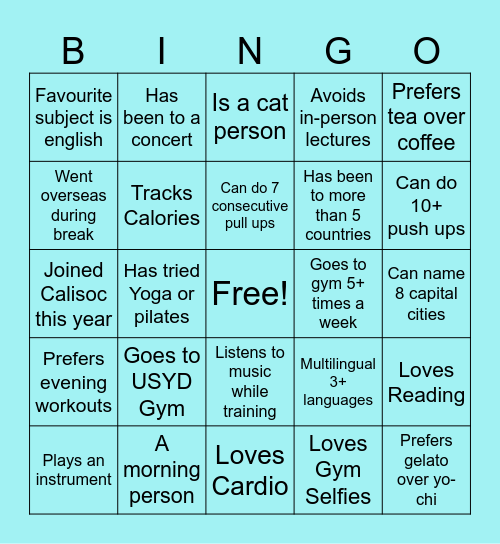 CaliSoc Bingo Card