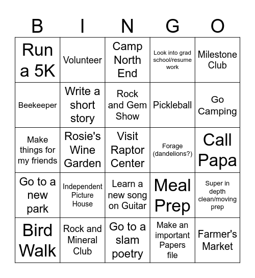 2026 Bingo Card