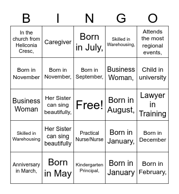 LPCOG Church Social Bingo Card