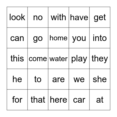 Sight Words 3A Bingo Card