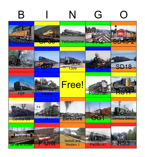 Cabooses that I would like to design one day Bingo Card