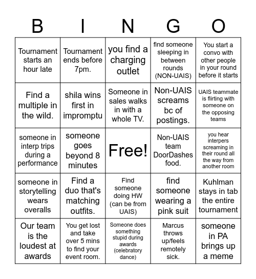Forensics Bingo Card