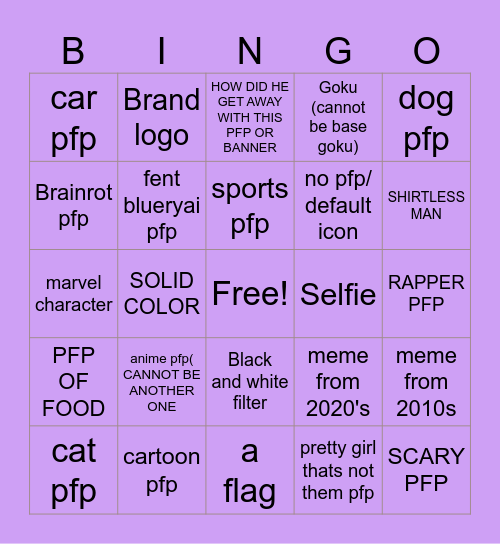 TWITCH PFP BINGO Card
