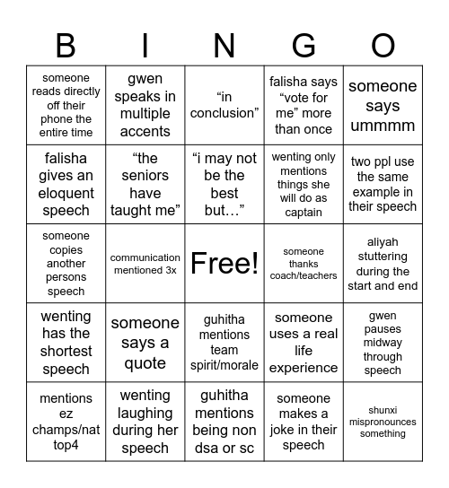 BINGO Card