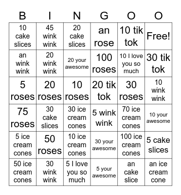 1 COIN BINGO Card