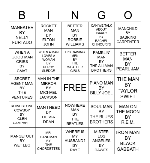 MAN, OH MAN! Bingo Card