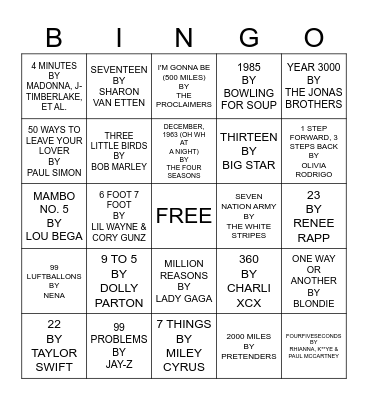 COUNT 'EM Bingo Card