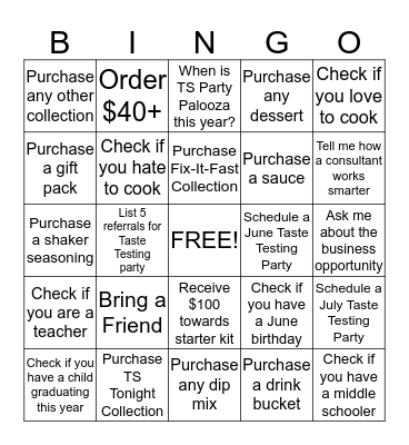 SUMMER BINGO BLITZ Bingo Card