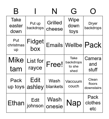Before leave Bingo Card