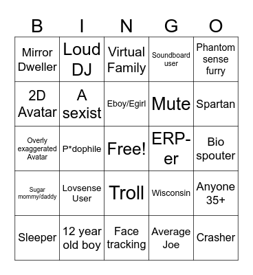People of VRC Bingo Card