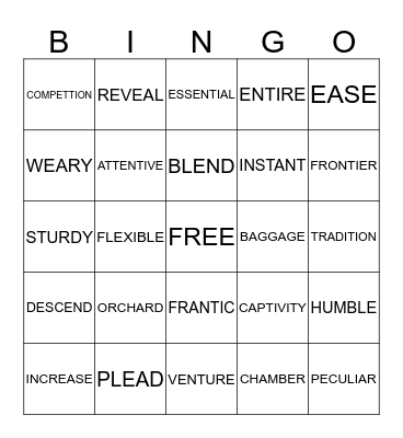 4TH VOCABULARY BINGO Card