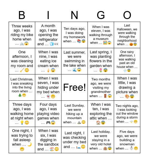 Storytelling Prompts Bingo Card
