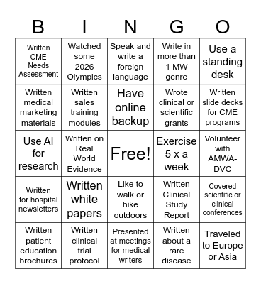 AMWA-DVC Networking Bingo Card