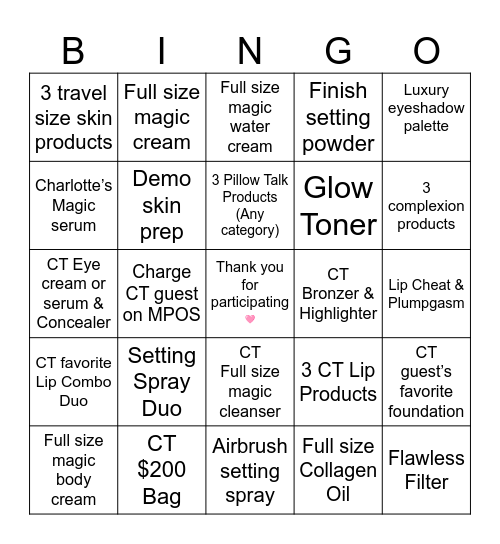 Charlotte Tilbury ✨ Bingo Card