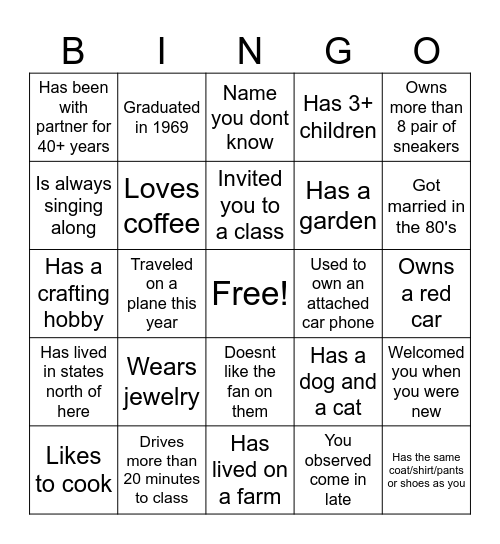 FIND SOMEONE WHO Bingo Card