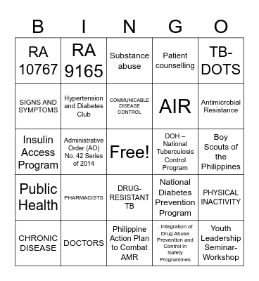 PHA 076 SAS 7 Bingo Card