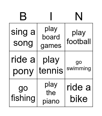 Free time ! Bingo Card