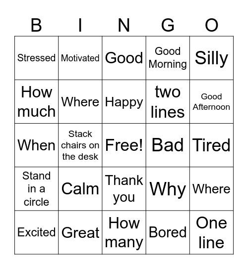 Auslan Bingo Card
