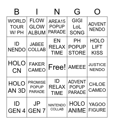 HOLO FES 2026 PREDICTION/WISHLIST Bingo Card