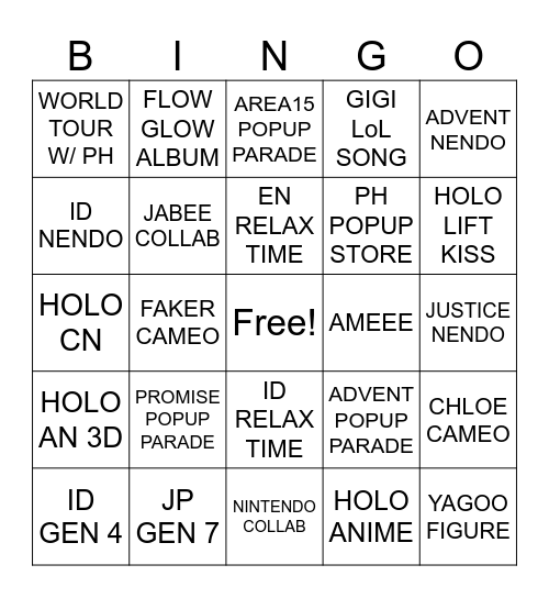 HOLO FES 2026 PREDICTION/WISHLIST Bingo Card