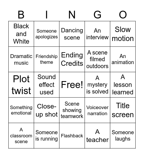 Film Festival Bingo Card