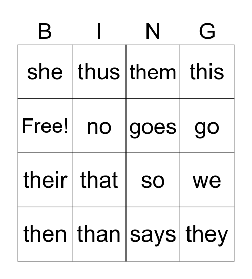 Lesson 46 voiced th and red words Bingo Card