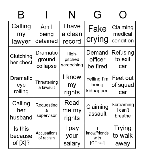Karen Bingo Card