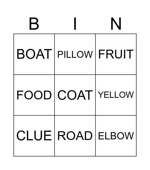 OXFORD PHONICS WORLD 3 Bingo Card