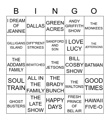 TV TRIVIA BINGO Card