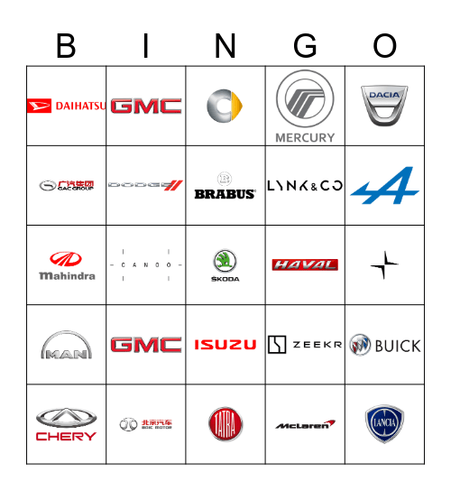 BĂP's LOGO CAR Bingo Card