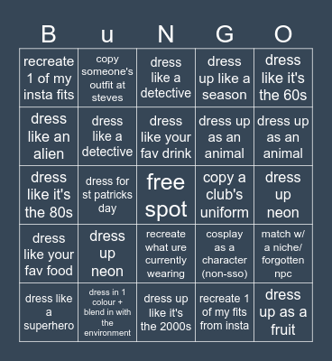 the mystery's bungo Bingo Card
