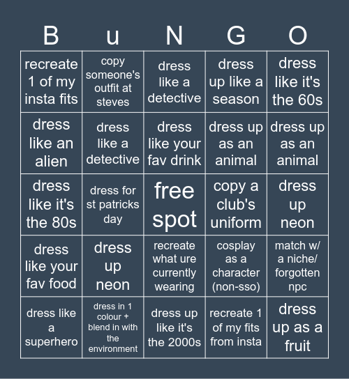 the mystery's bungo Bingo Card