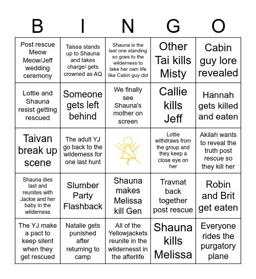 Yellowjackets S4 Bingo Card