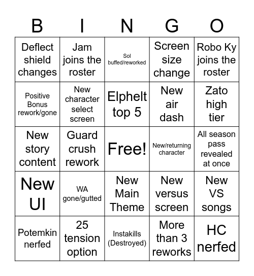 Strive 2.0 Bingo Card