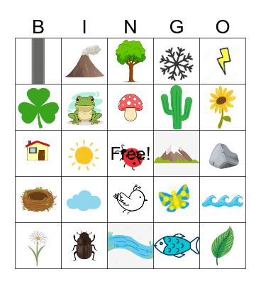 Nature Bingo Card