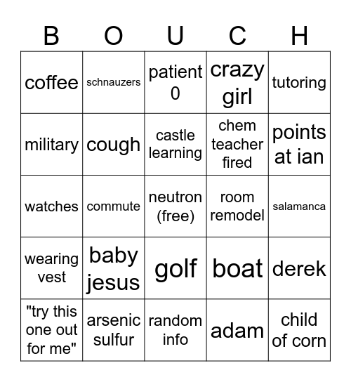 bouchy bingo Card