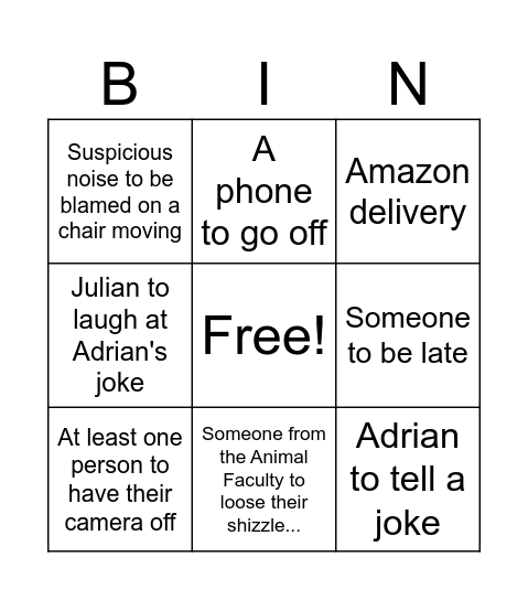 Academic Council Bingo Card