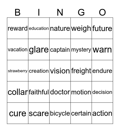 CHART 13 Bingo Card