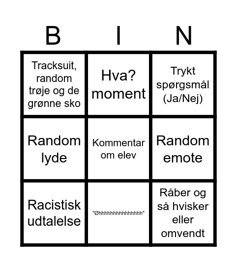 Niels bingo Card