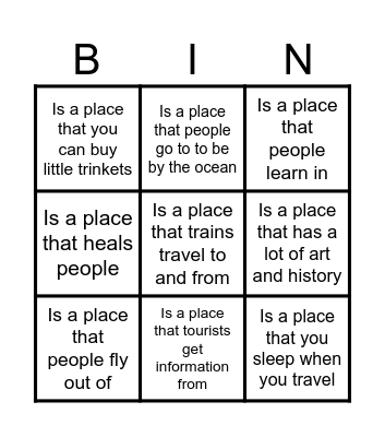 Travel Bingo Card