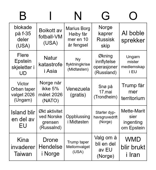 Eriks bingo Card