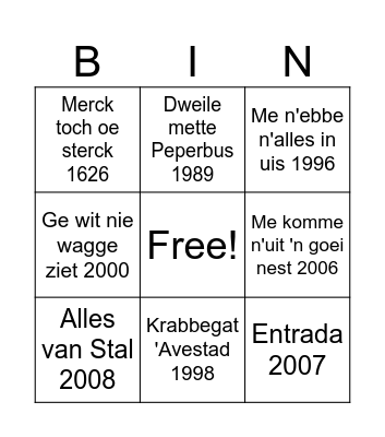 Vastenavend Bingo Card