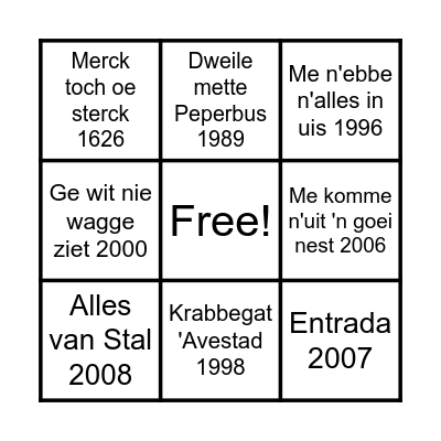 Vastenavend Bingo Card