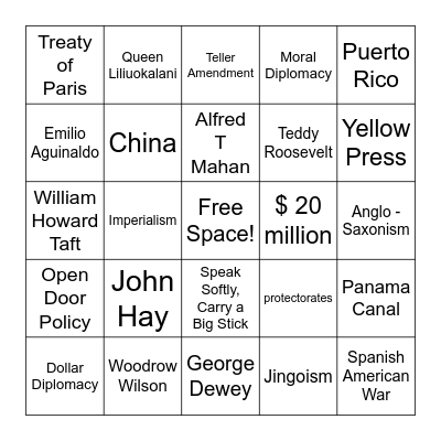 Imperialism Bingo Card