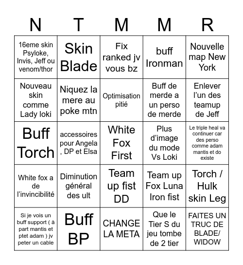 chicha Bingo Card