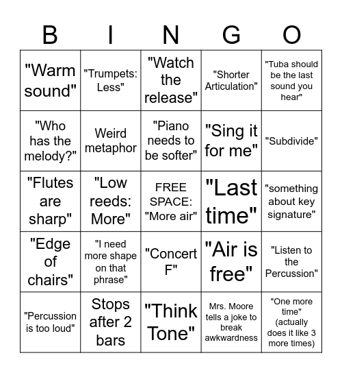 Clinician Bingo Card