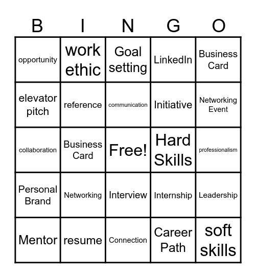 Networking Bingo Card