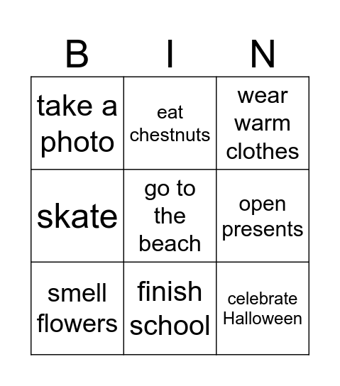 GMF2 unit 6 Bingo Card