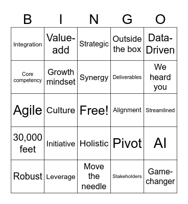 Townhall Bingo Card